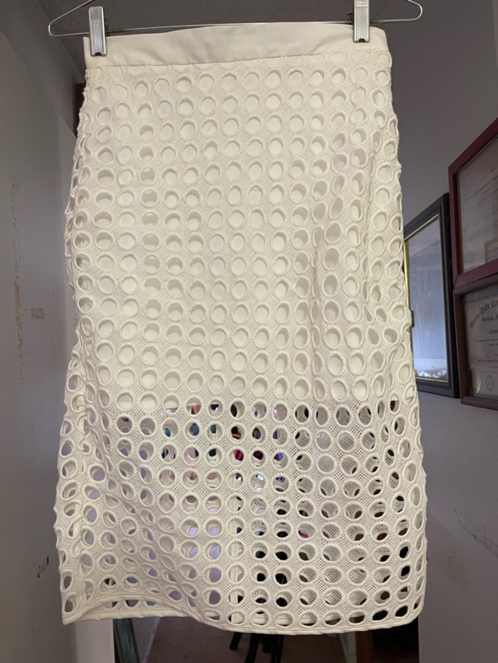 Banana Republic White Eyelet Pencil Skirt